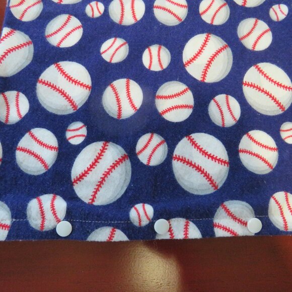 Heating Pad Cover, 12 x 15, Soft Blue Flannel With Baseballs, 3 Snap Closure - Picture 2 of 4